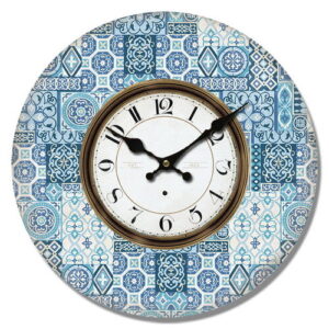 Drevené nástenné hodiny Mosaic tiles
