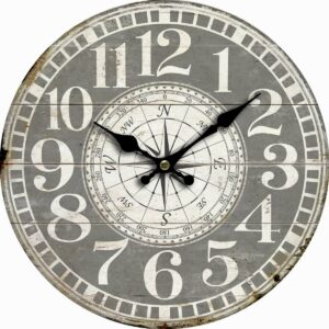 Drevené nástenné hodiny Vintage compass